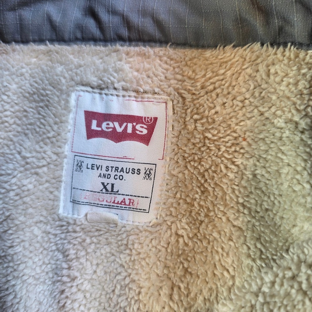 Levis Mens XL Grey Ripstop Sherpa Lined Utility Shirt Jacket Workwear Kays Place - Picture 4 of 9